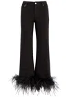 Alice And Olivia Feather-cuff Roxie Flared Jeans In Black