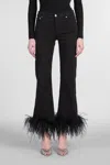 Alice And Olivia Feather-cuff Roxie Flared Jeans In Black