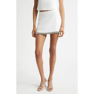Alice And Olivia Alice + Olivia Rubi Embellished Micro Miniskirt In White