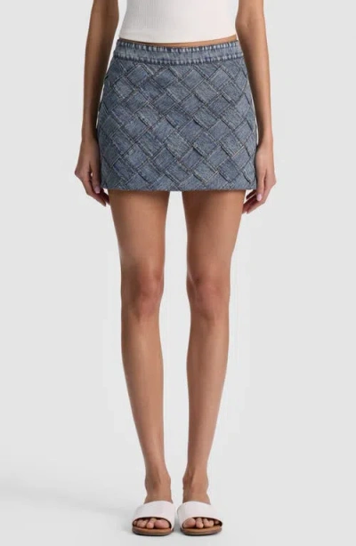 Alice And Olivia Rubi Woven Denim Skirt In Gray