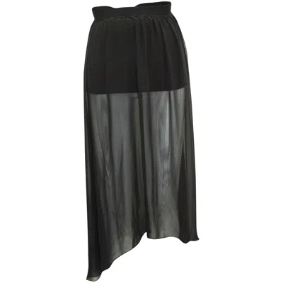 Alice And Olivia Alice + Olivia Ruffle Embellishment Sheer Skirt In Black Polyester