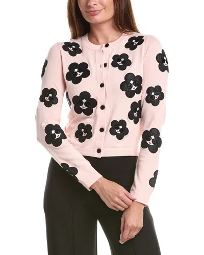 Alice And Olivia Alice + Olivia Ruthy Flower Staceface Cardigan In Pink
