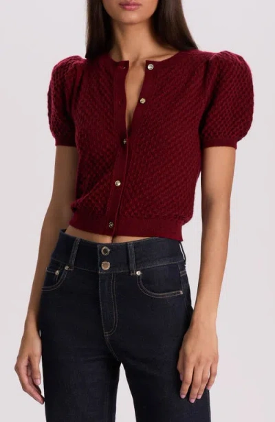 ALICE AND OLIVIA ALICE + OLIVIA SABINE PUFF SLEEVE CROP CASHMERE BLEND SWEATER