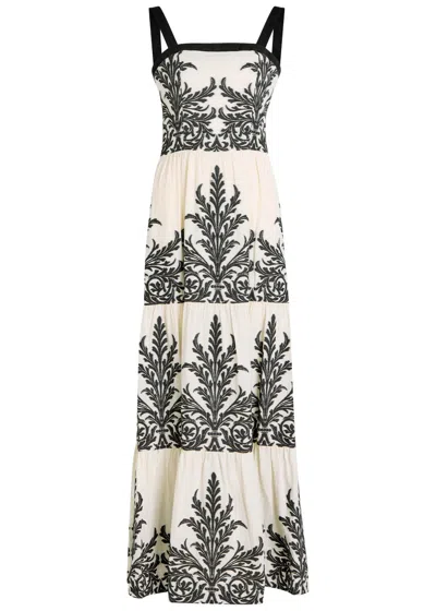 Alice And Olivia Alice + Olivia Saige Tiered Cotton Maxi Dress In Black