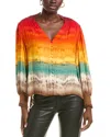 Alice And Olivia Serena Mandarin-collar Blouse In Red