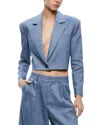 Alice And Olivia Shan Cropped Chambray Blazer