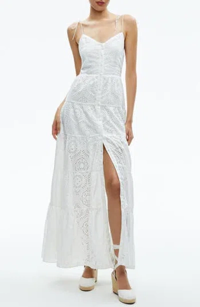 Alice And Olivia Broderie Anglaise Cotton Maxi Dress In White