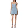 Alice And Olivia Shanti Button Front Tiered Mini Dress Amelia Blue In Blue