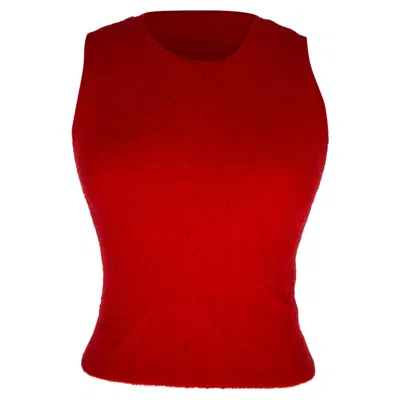 Alice And Olivia Alice + Olivia Sheared Tank Top In Red Nylon
