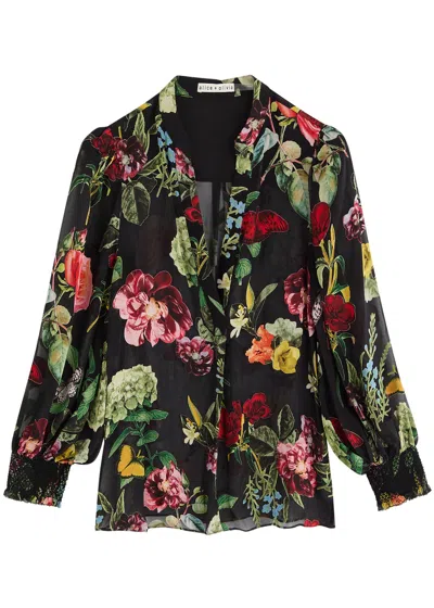 Alice And Olivia Alice + Olivia Sheila Floral-devoré Chiffon Shirt In Multicoloured 1