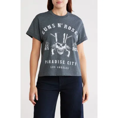 Alice And Olivia Alice + Olivia Shira Roll Sleeve Cotton Graphic T-shirt In Gray