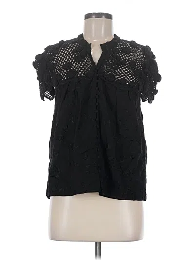 Pre-owned Alice And Olivia Alice + Olivia Short Sleeve Blouse In Black