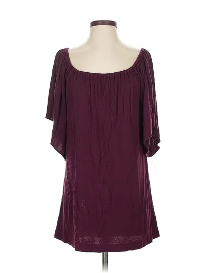 Pre-owned Alice And Olivia Alice + Olivia Short Sleeve Blouse In Burgundy