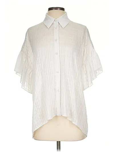 Pre-owned Alice And Olivia Alice + Olivia Short Sleeve Blouse In Ivory
