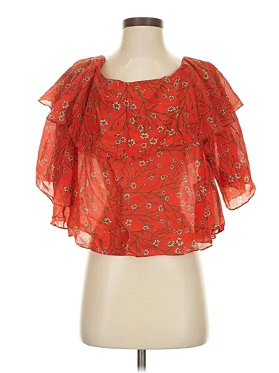Pre-owned Alice And Olivia Alice + Olivia Short Sleeve Blouse In Red