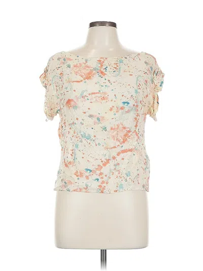 Pre-owned Alice And Olivia Alice + Olivia Short Sleeve Blouse In White