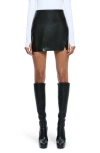 Alice And Olivia Siobhan Vegan Leather Wrap Mini Skirt In Black