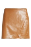 Alice And Olivia Alice + Olivia Siobhan Faux Leather Wrap Miniskirt In Camel