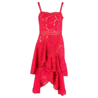 Pre-owned Alice And Olivia Alice + Olivia Size 0 Raspberry Cotton Nylon Lace A-line Dress In Red
