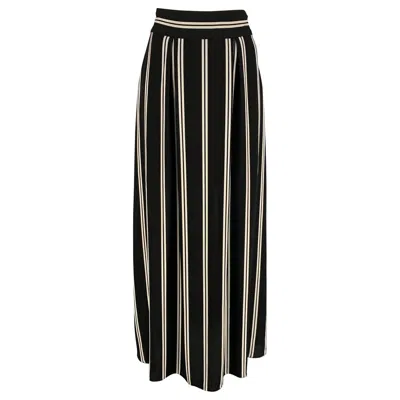 Pre-owned Alice And Olivia Alice + Olivia Size 2 Black White Polyester Stripe Long Skirt