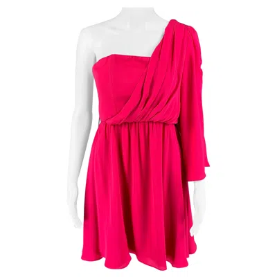 Pre-owned Alice And Olivia Alice + Olivia Size 2 Pink Silk One Shoulder Dress