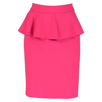 Pre-owned Alice And Olivia Alice + Olivia Size 8 Pink Polyester Blend Solid Shift Skirt