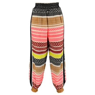Pre-owned Alice And Olivia Alice + Olivia Size S Multi-color Cotton Woven Elastic Waistband Casual Pants In Sand
