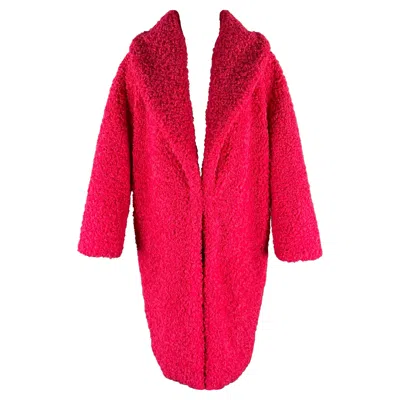Pre-owned Alice And Olivia Alice + Olivia Size S Pink Polyester Textured Faux Fur Shawl Lapel Coat