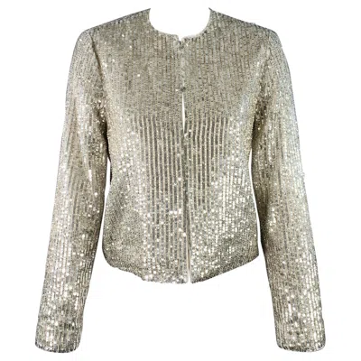 Pre-owned Alice And Olivia Alice + Olivia Size S Silver Polyester Sequined Stripe Jacket Blazer
