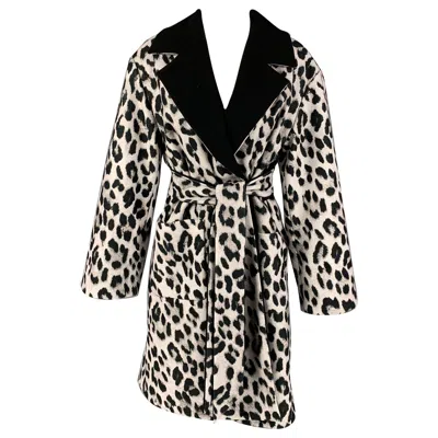 Pre-owned Alice And Olivia Alice + Olivia Size Xs/s Black White Animal Print Polyester Reversible Coat