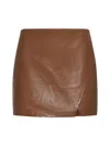 Alice And Olivia Siobhan Vegan Wrap Mini Skirt In Brown