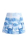 Alice And Olivia Carter Pleated Printed Crepe Mini Skirt In Multicolour
