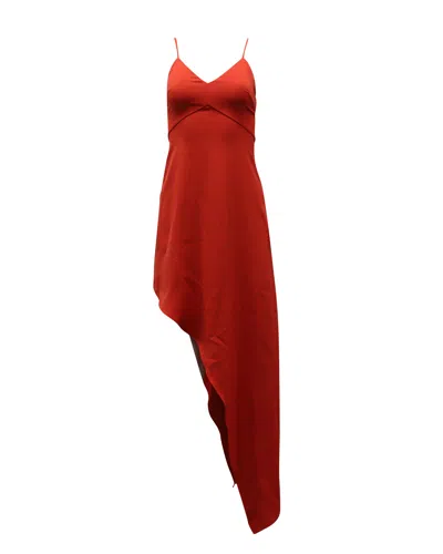 Alice And Olivia Alice + Olivia Sleeveless Asymmetrical Hem Dress In Red Orange Polyester