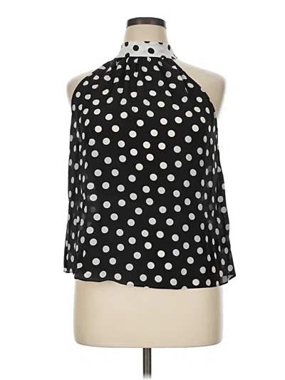 Alice And Olivia Alice + Olivia Sleeveless Silk Top Black Polka Dots Pattern Halter Neckline Tops