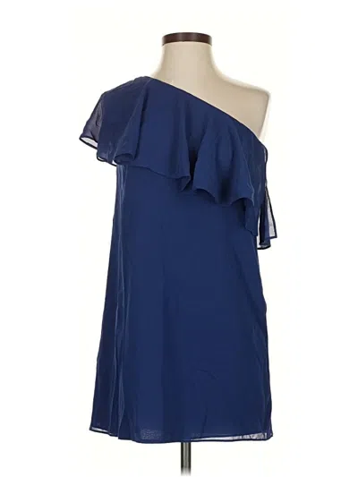 Pre-owned Alice And Olivia Alice + Olivia Sleeveless Silk Top Blue One Shoulder Neckline Tops