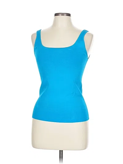 Pre-owned Alice And Olivia Alice + Olivia Sleeveless Top Blue Scoop Neck Tops