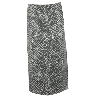 Alice And Olivia Alice + Olivia Snakeskin Print Skirt In Grey Cotton In Black