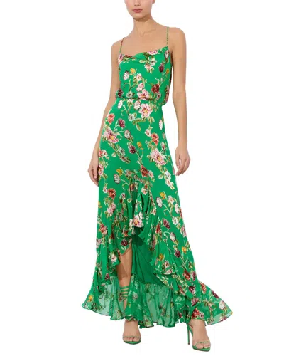 Alice And Olivia Alice + Olivia Soraya Silk-blend Dress In Green