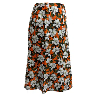 Alice And Olivia Al­ice + Olivia Stephine Mi­di Skirt In Flo­ral Print Cotton In Multi