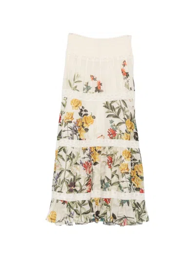 Alice And Olivia Alice+olivia Stevie Printed Maxi Skirt In White