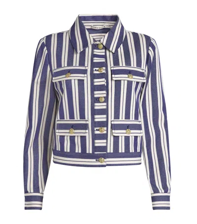 Alice And Olivia Alex Collared Boxy Jacket In Blue