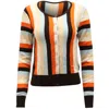 Alice And Olivia Alice + Olivia Striped Button-down Cardigan In Multicolor Cashmere In Yellow
