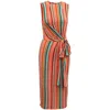 Alice And Olivia Alice + Olivia Striped Waist Tie Dress In Multicolor Viscose In Multi
