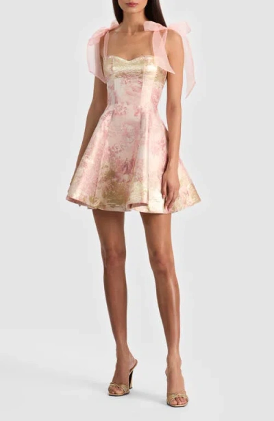 Alice And Olivia Summer Bow Floral Mini Dress In Multi