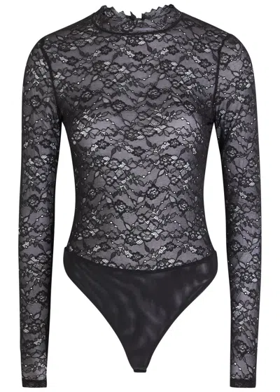 Alice And Olivia Alice + Olivia Taeyn Lace Bodysuit In Black