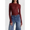 Alice And Olivia Alice + Olivia Taeyn Lace Bodysuit In Burgundy