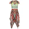 Shop Alice And Olivia Alice + Olivia Tamara Floral And Paisley Tiered Handkerchief Sheath Dress In Multicolor Viscose