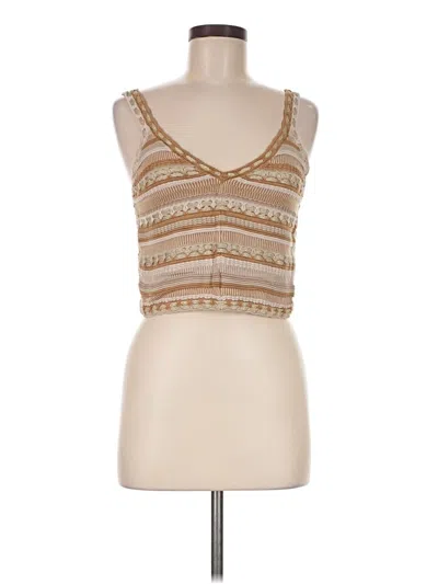 Pre-owned Alice And Olivia Alice + Olivia Tank Top Tan Halter Neckline Tops