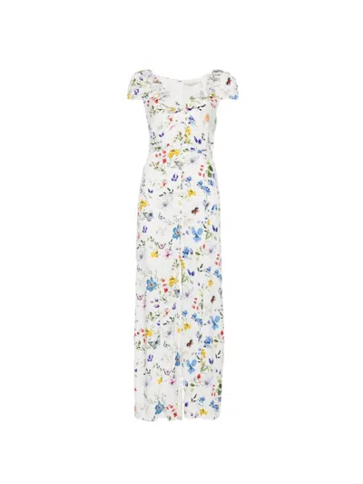 Alice And Olivia Alice+olivia Tara Printed Long Dress In White