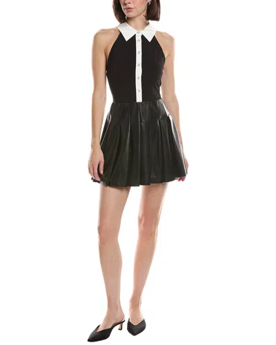 Alice And Olivia Alice + Olivia Tate Polo Pleated Mini Dress In Black